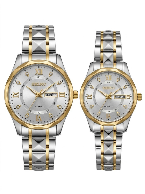 ست ساعت مچی زنانه و مردانه سیکو SEIKO الماسی و ضدآب