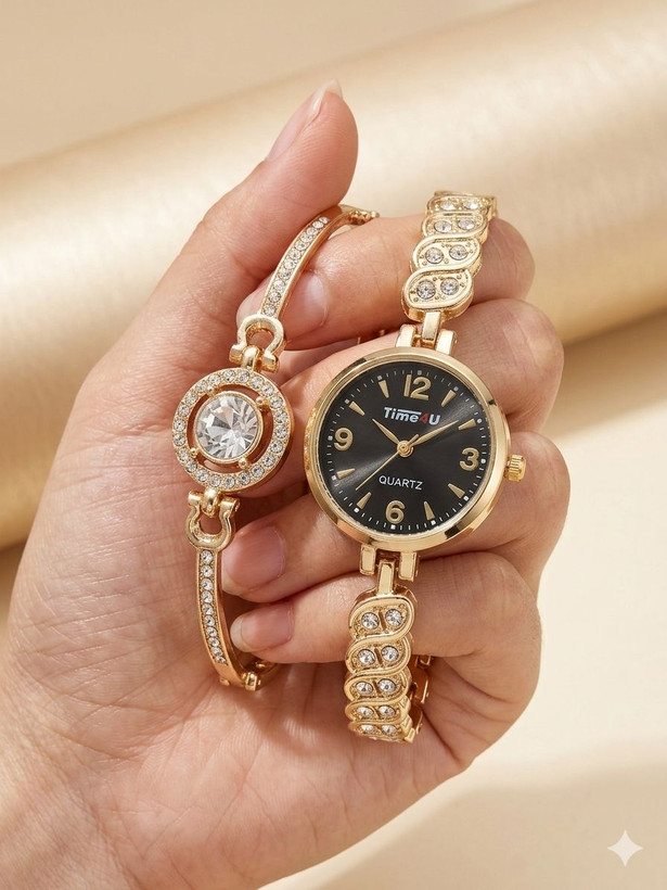 ست ساعت زنانه و دستبند TIME4U نگینی خاص