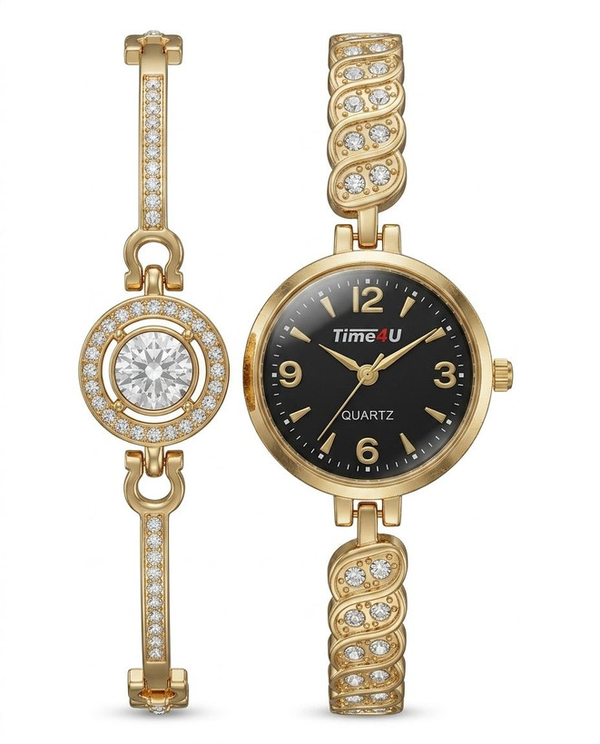 ست ساعت زنانه و دستبند TIME4U نگینی خاص