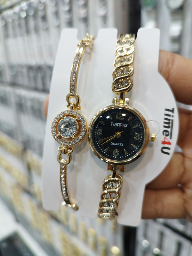ست ساعت زنانه و دستبند TIME4U نگینی خاص