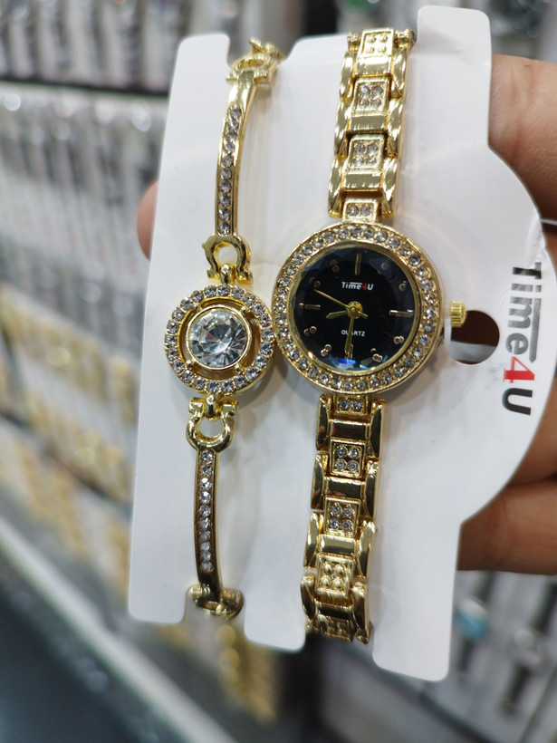 ست ساعت زنانه و دستبند TIME4U نگینی خاص