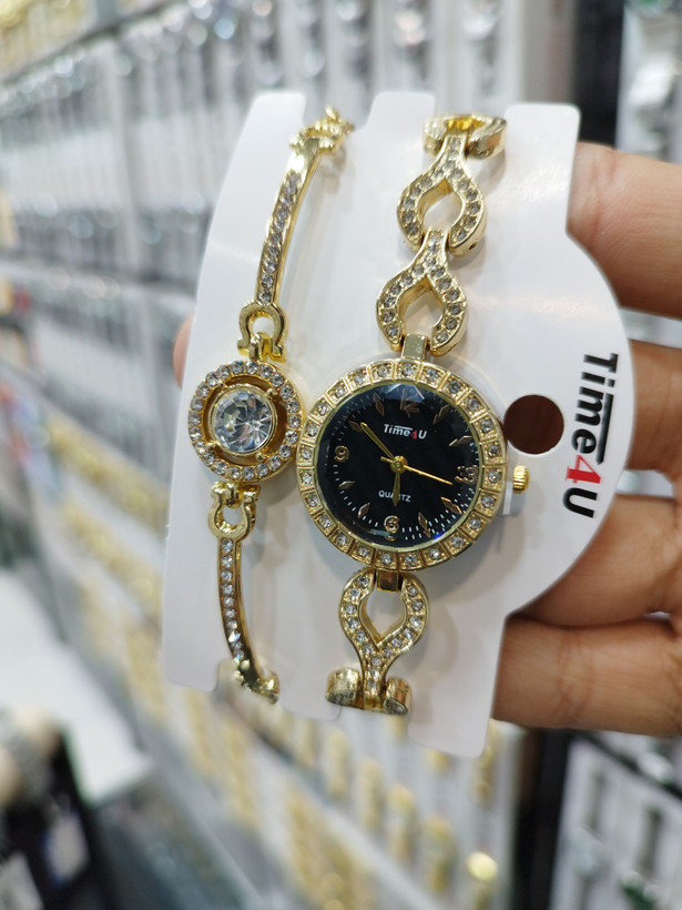 ست ساعت زنانه و دستبند TIME4U نگینی خاص
