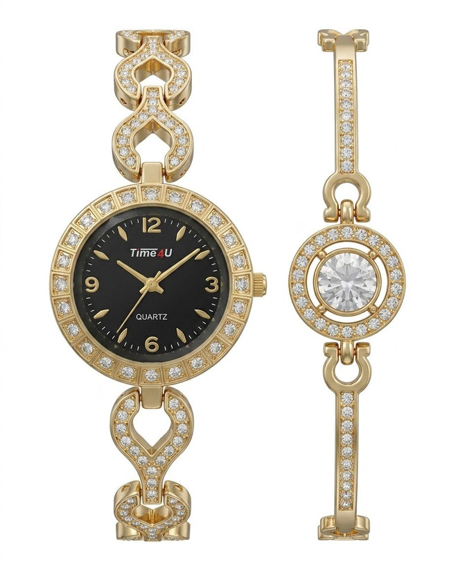 ست ساعت زنانه و دستبند TIME4U نگینی خاص