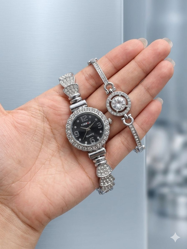 ست ساعت زنانه و دستبند TIME4U نگینی خاص