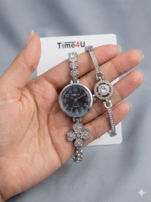 ست ساعت زنانه و دستبند TIME4U نگینی خاص