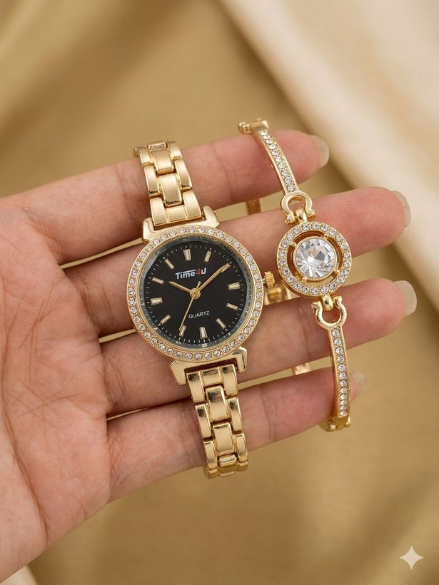 ست ساعت زنانه و دستبند TIME4U نگینی خاص