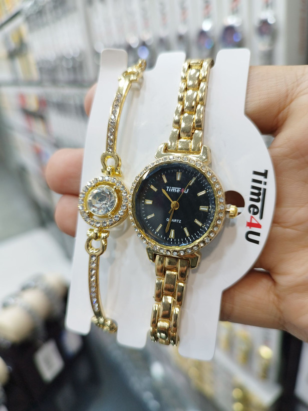 ست ساعت زنانه و دستبند TIME4U نگینی خاص