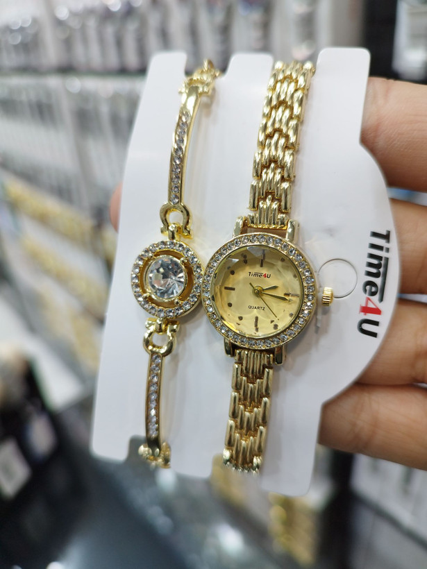 ست ساعت زنانه و دستبند TIME4U نگینی خاص