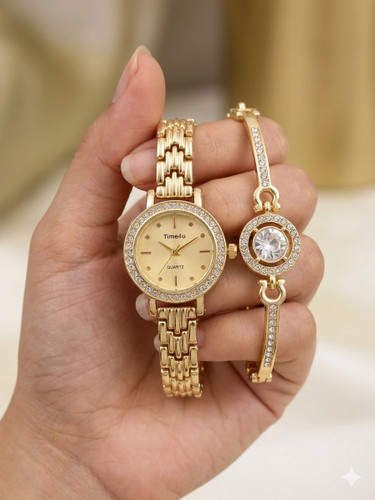 ست ساعت زنانه و دستبند TIME4U نگینی خاص