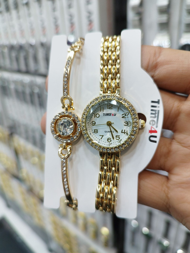ست ساعت زنانه و دستبند TIME4U نگینی خاص