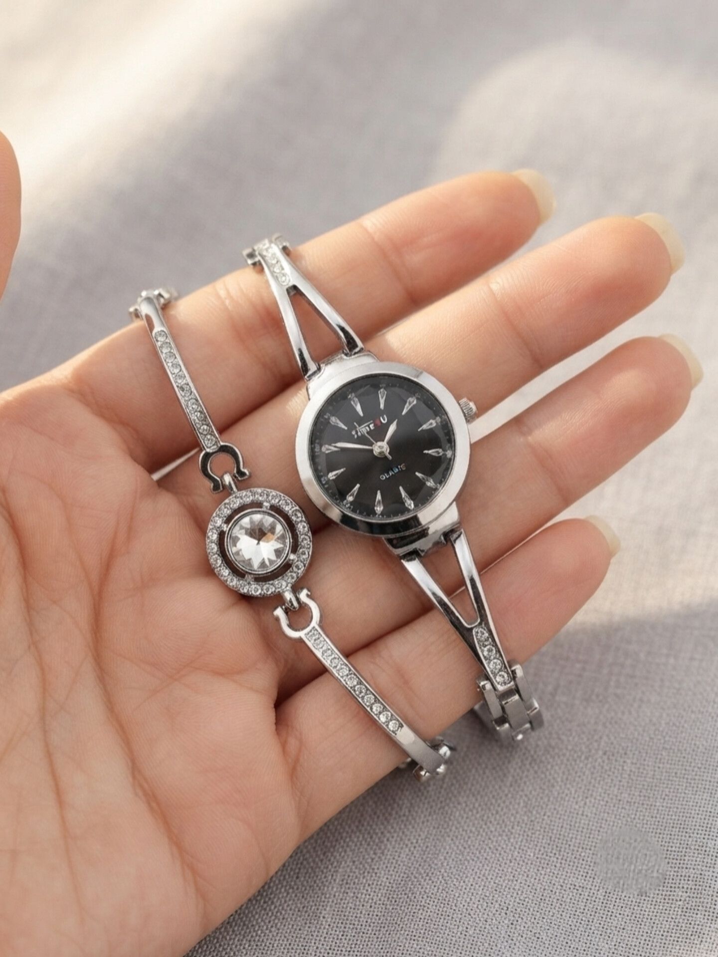 ست ساعت زنانه و دستبند TIME4U نگینی خاص