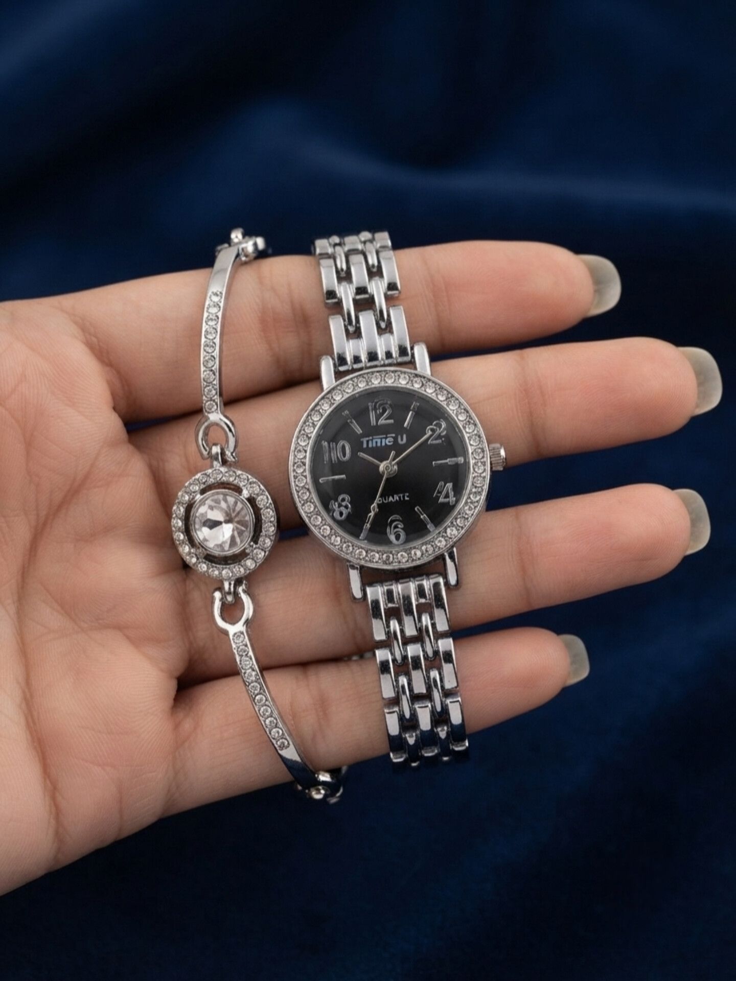 ست ساعت زنانه و دستبند TIME4U نگینی خاص